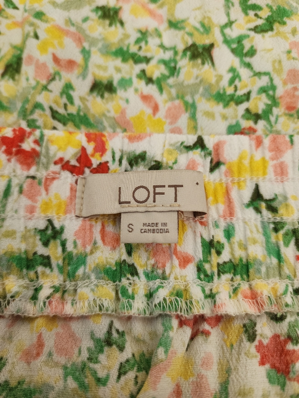 LOFT Floral Skirt Women's S Yellow Green Ruffle - Picture 5 of 7
